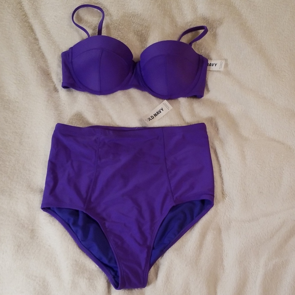 O.N. royal purple high waist push-up bikini NWT
